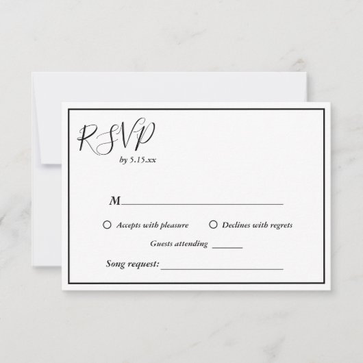 Elegante moderne Hochzeitssong-RSVP-Karte RSVP Karte (Vorderseite)