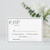 Elegante moderne Hochzeitssong-RSVP-Karte RSVP Karte (Stehend Vorderseite)