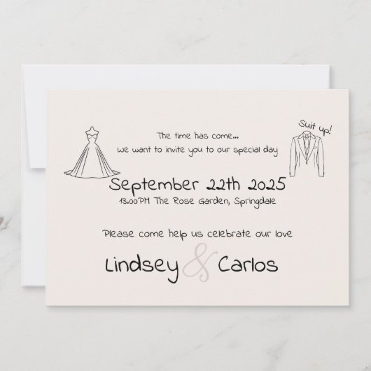 Elegante moderne Hochzeitsszene Silhouette Einladung (Vorderseite)