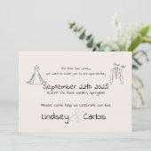 Elegante moderne Hochzeitsszene Silhouette Einladung (Stehend Vorderseite)