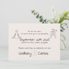 Elegante moderne Hochzeitsszene Silhouette Einladung