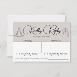 Elegante moderne Hochzeitsszene Silhouette RSVP Karte