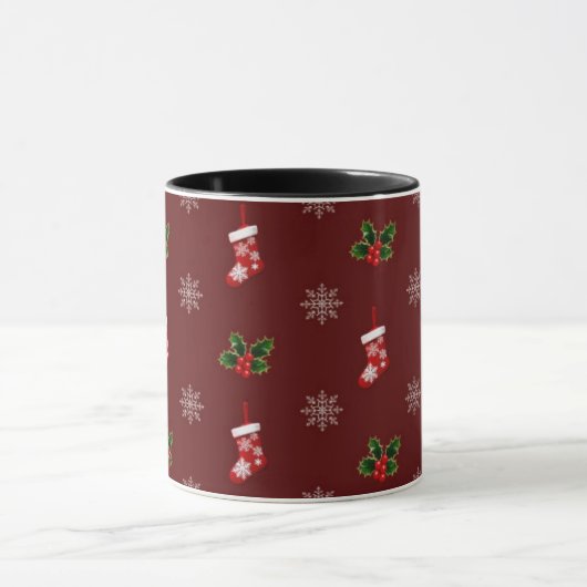 Elegante Moderne Holly Verlasse Niedliche Winterwe Tasse (Zentrum)