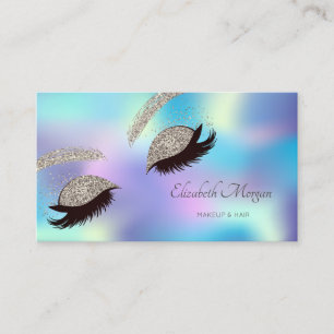 Elegante moderne holografische Glitter-Faux-Wimper Visitenkarte
