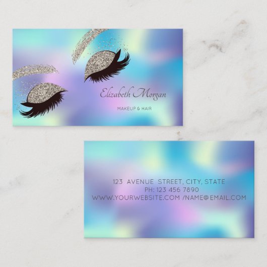 Elegante moderne Holographic Glitzer Imitate Lashe Visitenkarte (Vorne/Hinten)