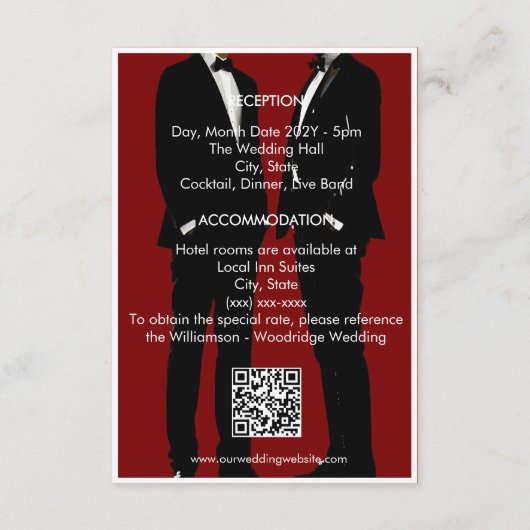 Elegante moderne Homosexuelle Hochzeit Begleitkarte (Rückseite)
