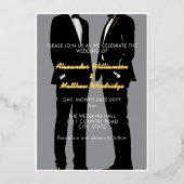 Elegante moderne Homosexuelle Hochzeit Folieneinladung (Vorderseite)