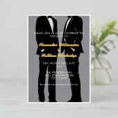 Elegante moderne Homosexuelle Hochzeit Folieneinladung (Stehend vorne)