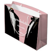 Elegante moderne Homosexuelle Hochzeit Große Geschenktüte (Rückseite Schrägansicht)