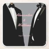 Elegante moderne Homosexuelle Hochzeit Rechteckiger Pappuntersetzer (Vorderseite)