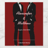 Elegante moderne Homosexuelle Hochzeit Weinetikett (Einzelnes Label)