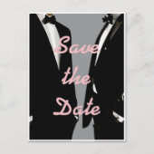 Elegante, moderne Homosexuelle Save the Date Hochz Postkarte (Vorderseite)
