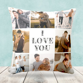 Elegante Moderne I Liebe You Foto Collage Geschenk Kissen