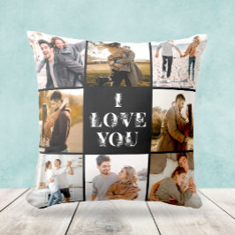 Elegante Moderne I Liebe You Foto Collage Geschenk Kissen