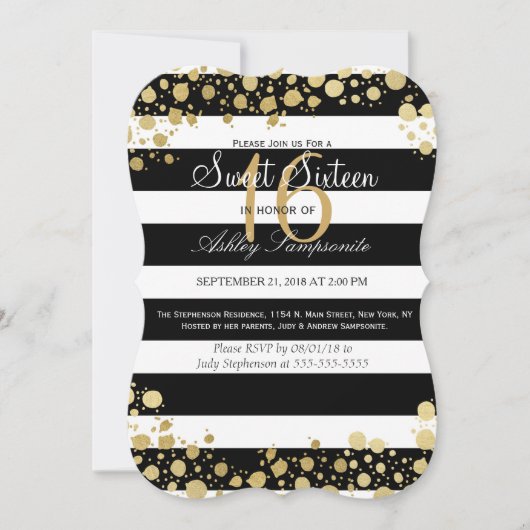 Elegante moderne Imitat-GoldSpritzer und -streifen Einladung (Vorderseite)