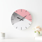 elegante moderne Imitat silber rot rosa geometrisc Große Wanduhr (Zuhause)