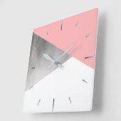 elegante moderne Imitat silber rot rosa geometrisc Quadratische Wanduhr (Winkel)