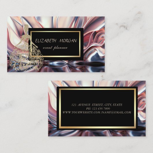 Elegante Moderne Imitate Gold Dress Abstrakt Visitenkarte (Vorne/Hinten)