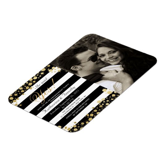 Elegante Moderne Imitate Gold Spritzer und Streife Magnet (Linke Seite)