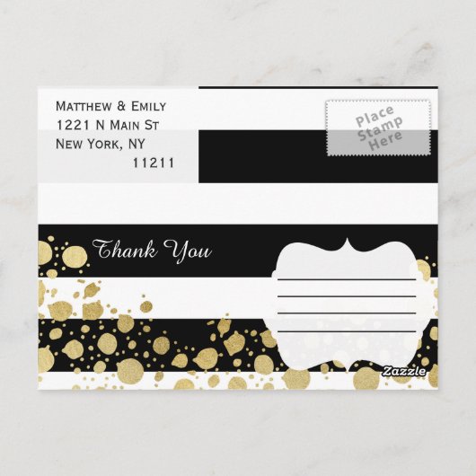 Elegante Moderne Imitate Gold Spritzer und Streife Postkarte (Rückseite)