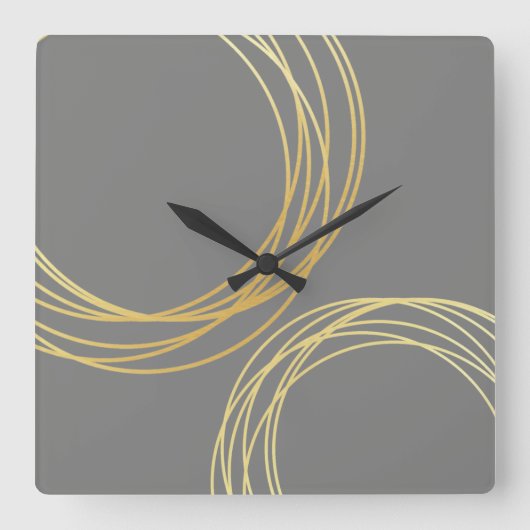 elegante moderne Imitate goldene geometrische Krei Quadratische Wanduhr (Vorderseite)