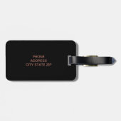 elegante moderne Imitate Rose Gold Diamant schwarz Gepäckanhänger (Rückseite horizontal)