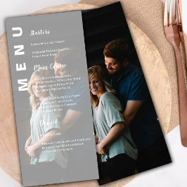 Elegante Moderne Imitate Vellum Foto Wedding Party Menükarte
