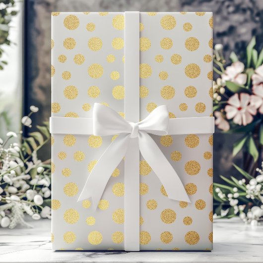 Elegante moderne Imitats Foil Polka Dots on White Geschenkpapier