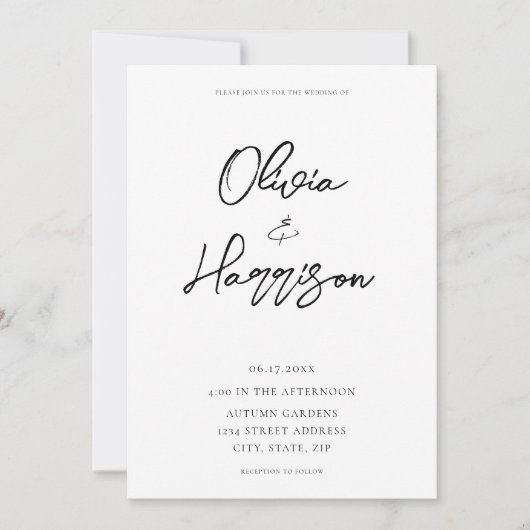 Elegante Moderne in einem Budget Hochzeit Einladung (Vorderseite)