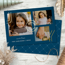 Elegante Moderne Joy Collage Foto Holiday Card