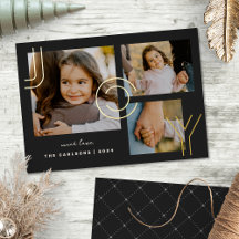 Elegante Moderne Joy Collage Foto Holiday Card