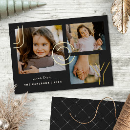 Elegante Moderne Joy Collage Foto Holiday Card Folien Feiertagskarte