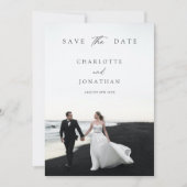 Elegante moderne Kalligrafie 2 Fotos Hochzeit Save The Date (Vorderseite)
