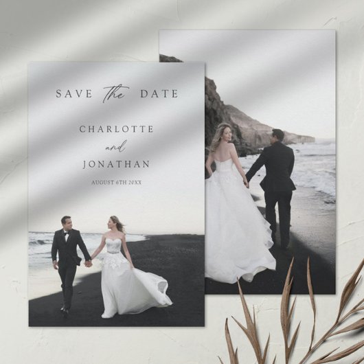Elegante moderne Kalligrafie 2 Fotos Hochzeit Save The Date