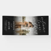 Elegante moderne Kalligrafie Begrüßung Foto Hochze Banner (Horizontal)