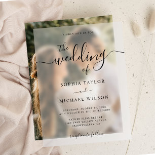 Elegante moderne Kalligrafie Black Wedding Pergament Einladungen