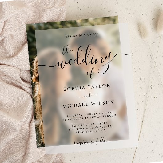 Elegante moderne Kalligrafie Black Wedding Pergament Einladungen