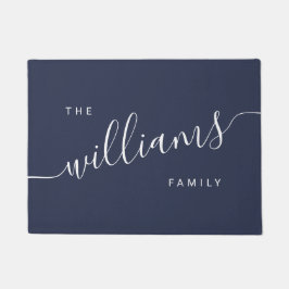 Elegante moderne Kalligrafie, blau & weiß Fußmatte