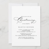 Elegante Moderne Kalligrafie Christening Einladung (Vorderseite)