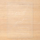 Elegante moderne Kalligrafie Creamy Wedding Acryleinladungen (Vorderseite)