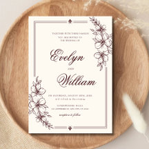 Elegante moderne Kalligrafie Florale Burgunder Hoc