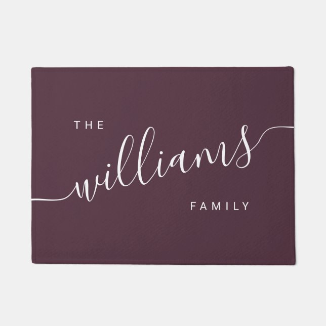Elegante moderne Kalligrafie lila & weiß Fußmatte (Vorderseite)