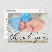 Elegante moderne Kalligrafie New Baby Vielen Dank  Postkarte (Vorne/Hinten)