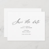 Elegante moderne Kalligrafie Save the Date minimal Einladung (Vorne/Hinten)
