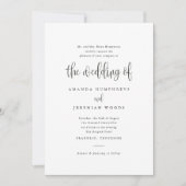 Elegante moderne Kalligrafie Schwarz-Weiß-Hochzeit Einladung (Vorderseite)