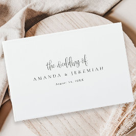 Elegante moderne Kalligrafie Schwarz-Weiß-Hochzeit Gästebuch