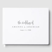 Elegante moderne Kalligrafie Schwarz-Weiß-Hochzeit Gästebuch (Vorderseite)