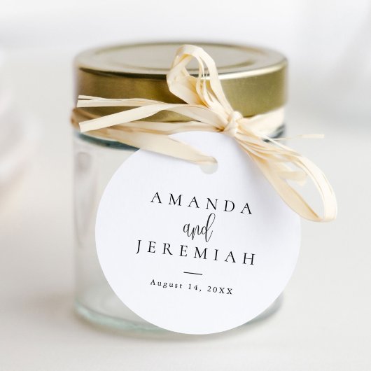 Elegante moderne Kalligrafie Schwarz-Weiß-Hochzeit Geschenkanhänger