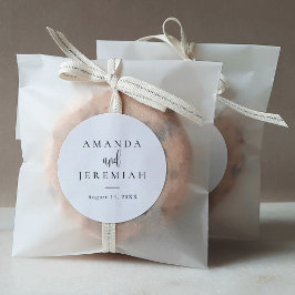 Elegante moderne Kalligrafie Schwarz-Weiß-Hochzeit Runder Aufkleber