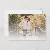 Elegante moderne Kalligrafie Script 2-Foto Hochzei RSVP Karte (Rückseite)